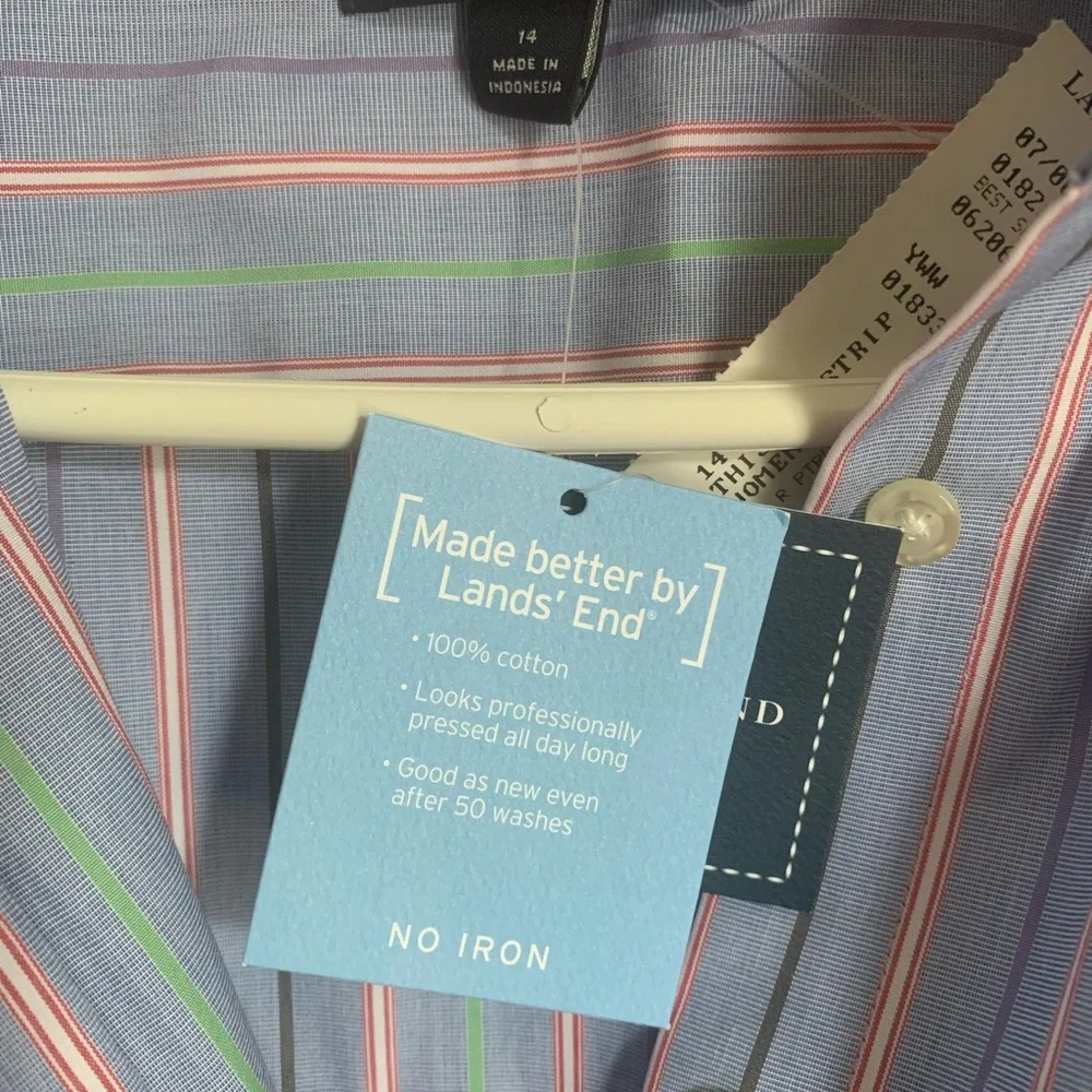 NWT Lands’ End Striped Button Down Shirt size 14 - Picture 8 of 9